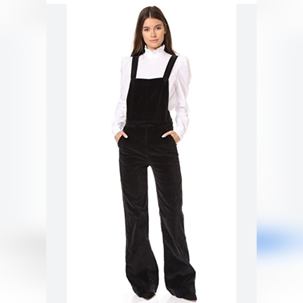Frame Denim Le Velveteen Jumpsuit Charcoal Black Velvet Overalls Medium